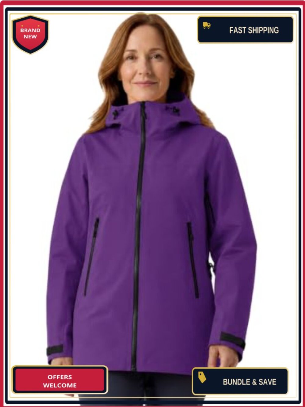 Women's Waterproof Hiking Shell Jacket 3-Layer with Pit Zips